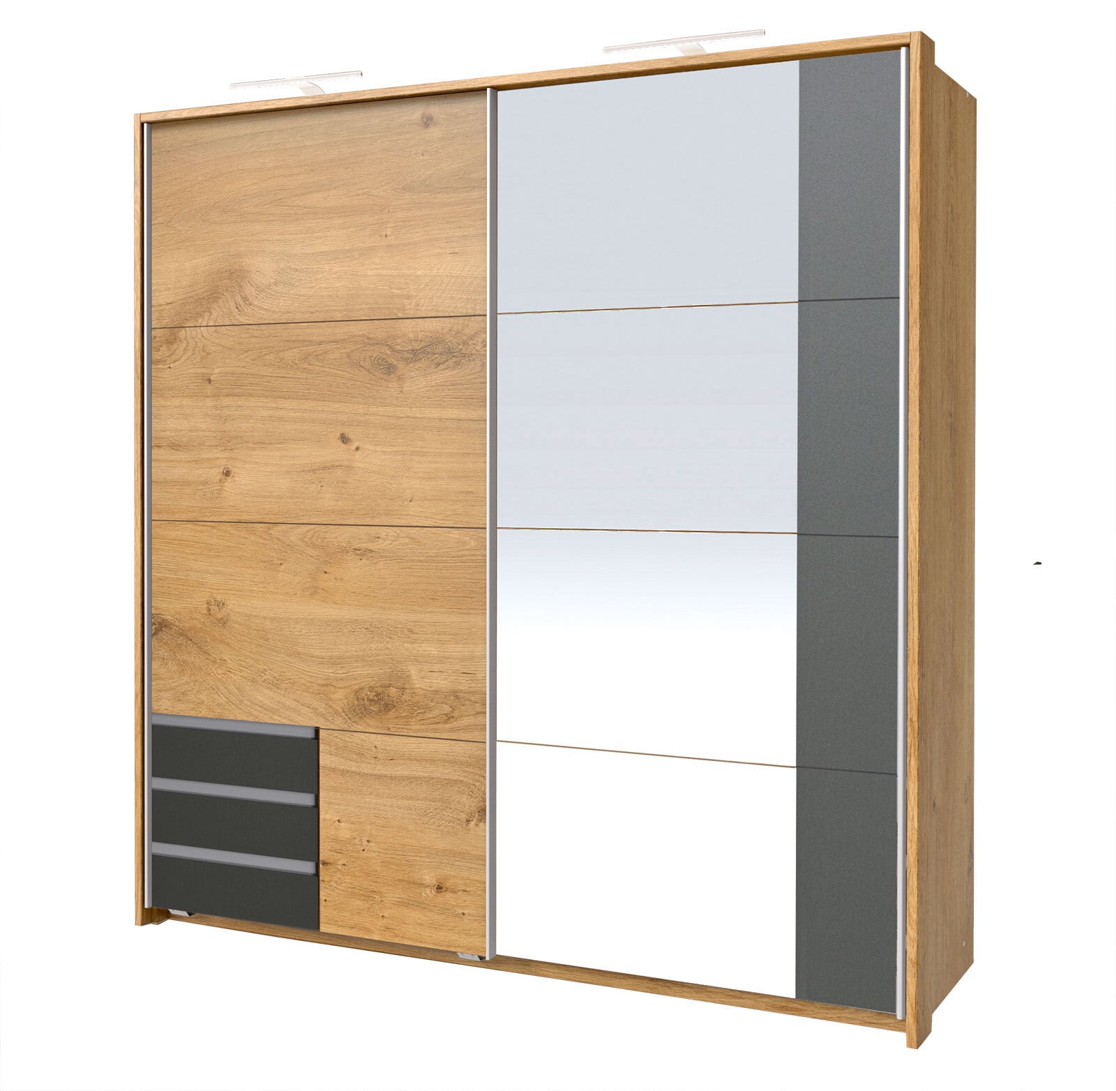 Schwebetürenschrank EMDEN 180 x 198 cm braun/ grau