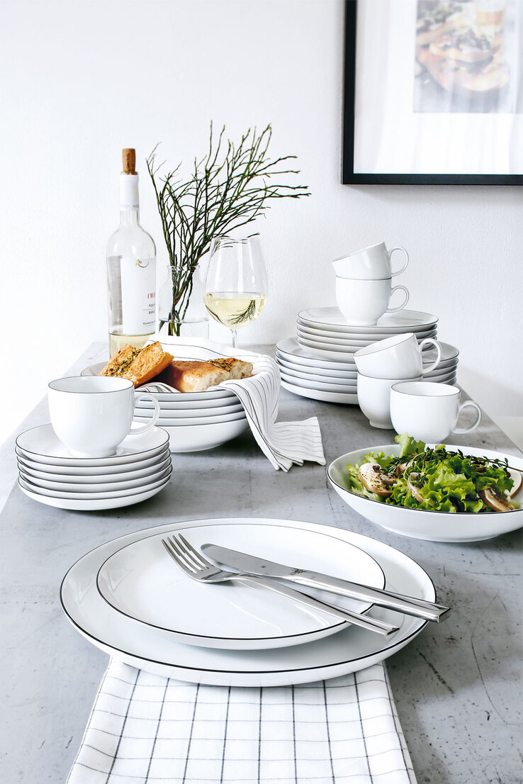 Seltmann Weiden Tafelservice 12 teilig LIDO rund Black Line