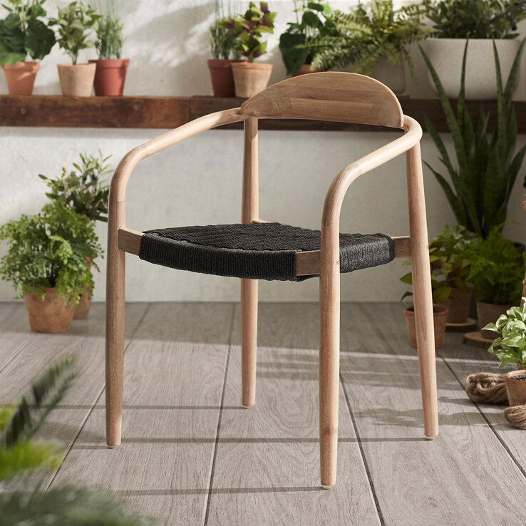 Kave Home Stapelstuhl Garten NINA 4er Set braun /schwarz