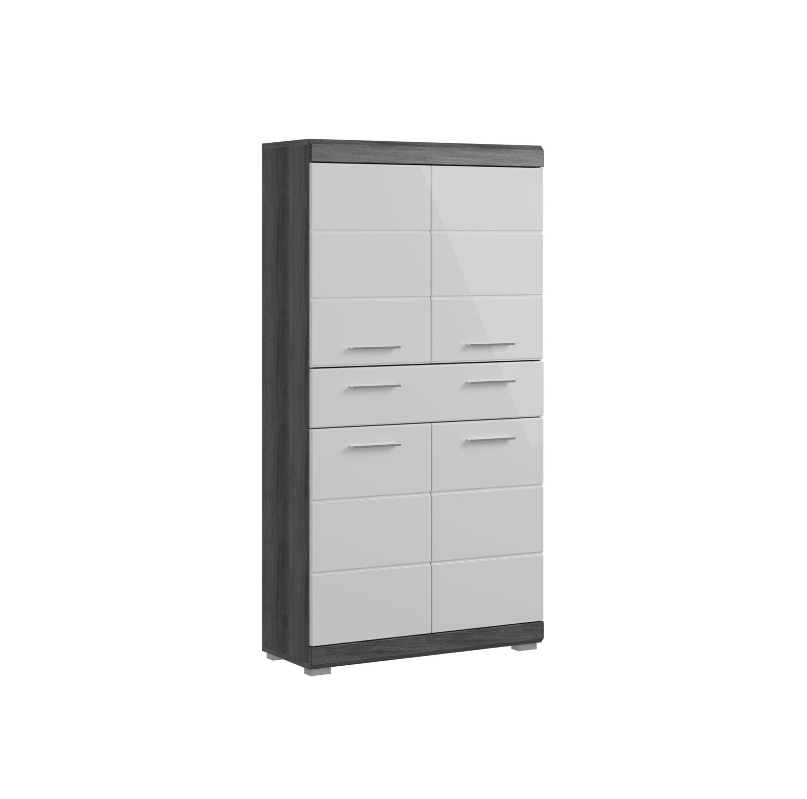 Highboard SCOUT 74 x 141 cm grau/ weiß Hochglanz