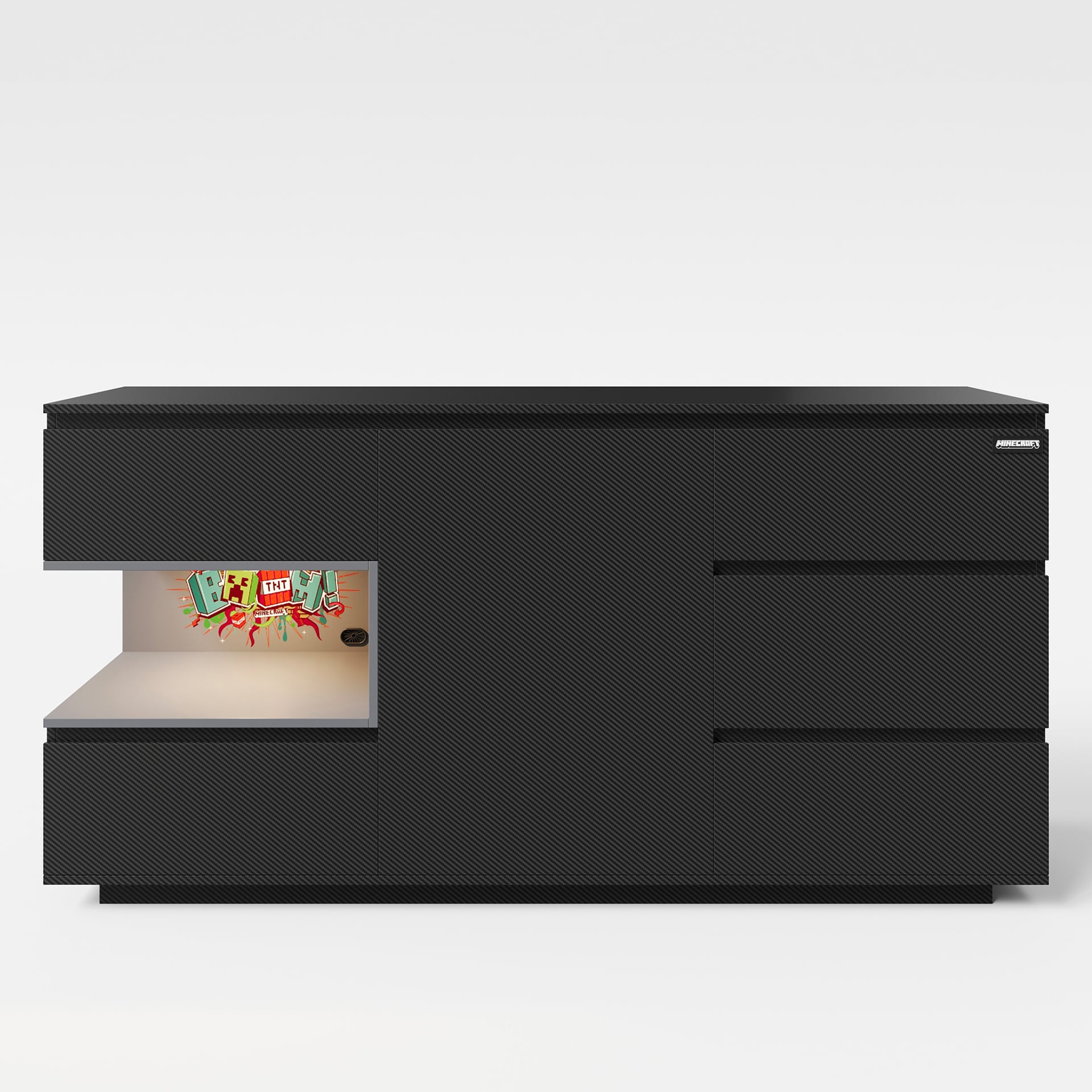 Sideboard MINECRAFT 160 cm schwarz/ grau