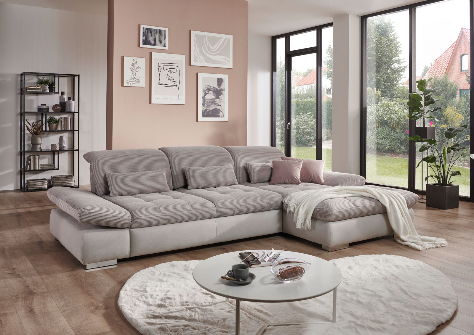 vito Ecksofa FULLA 315 x 195 cm hellgrau