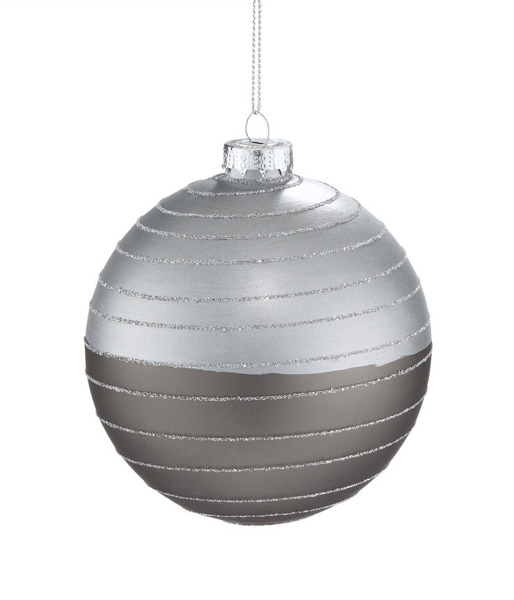 casaNOVA Weihnachtskugel MITTERNACHT 10 cm grau /silberfarbig