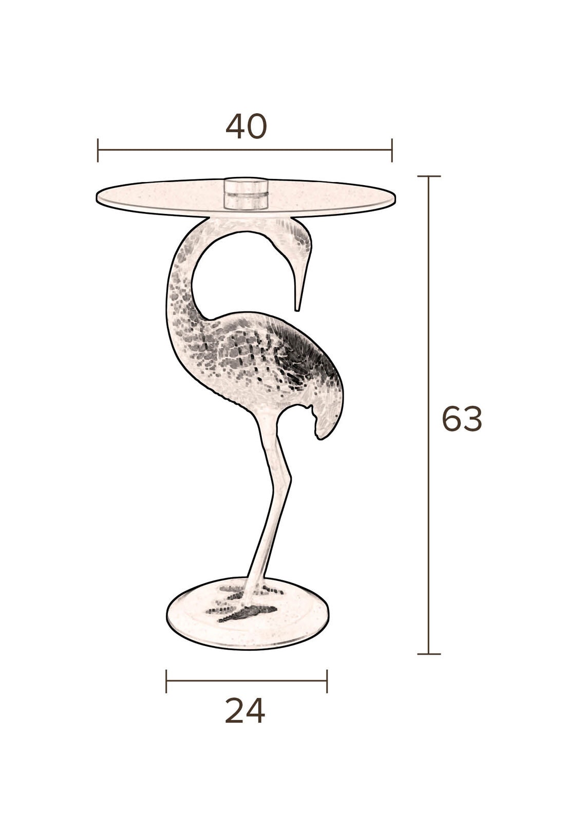 zuiver Beistelltisch rund CRANE 40 cm Glas goldfarbig