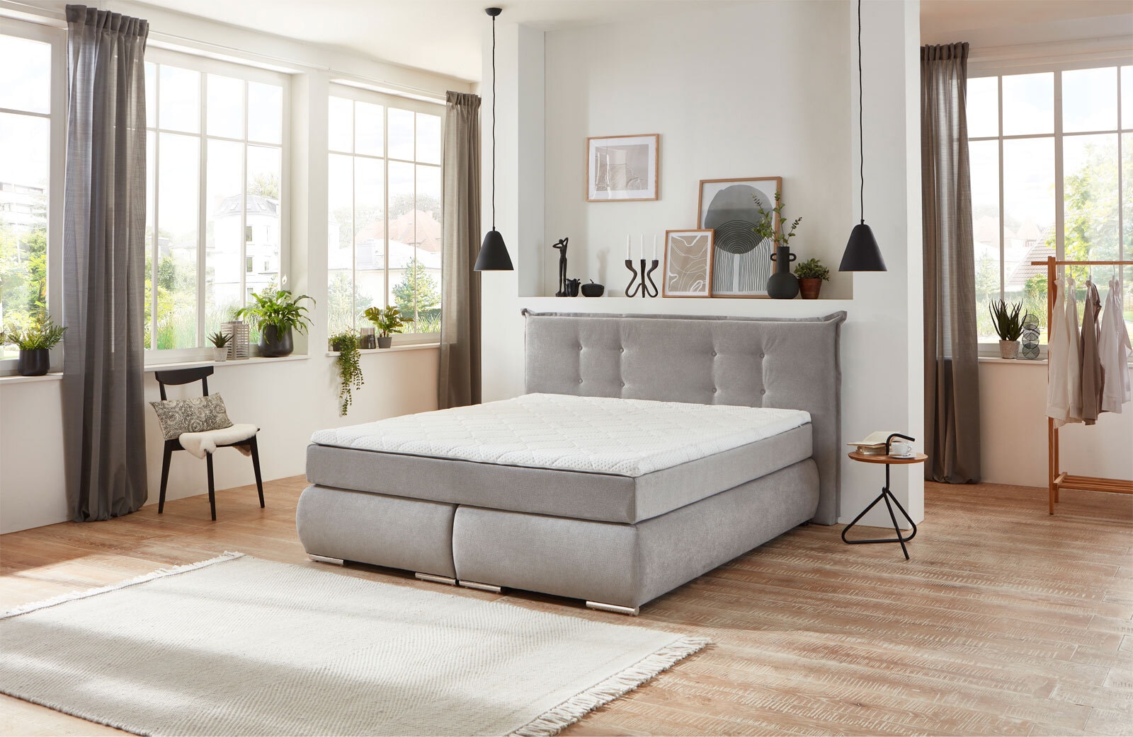 Boxspringbett RAY 180 x 200 cm silber