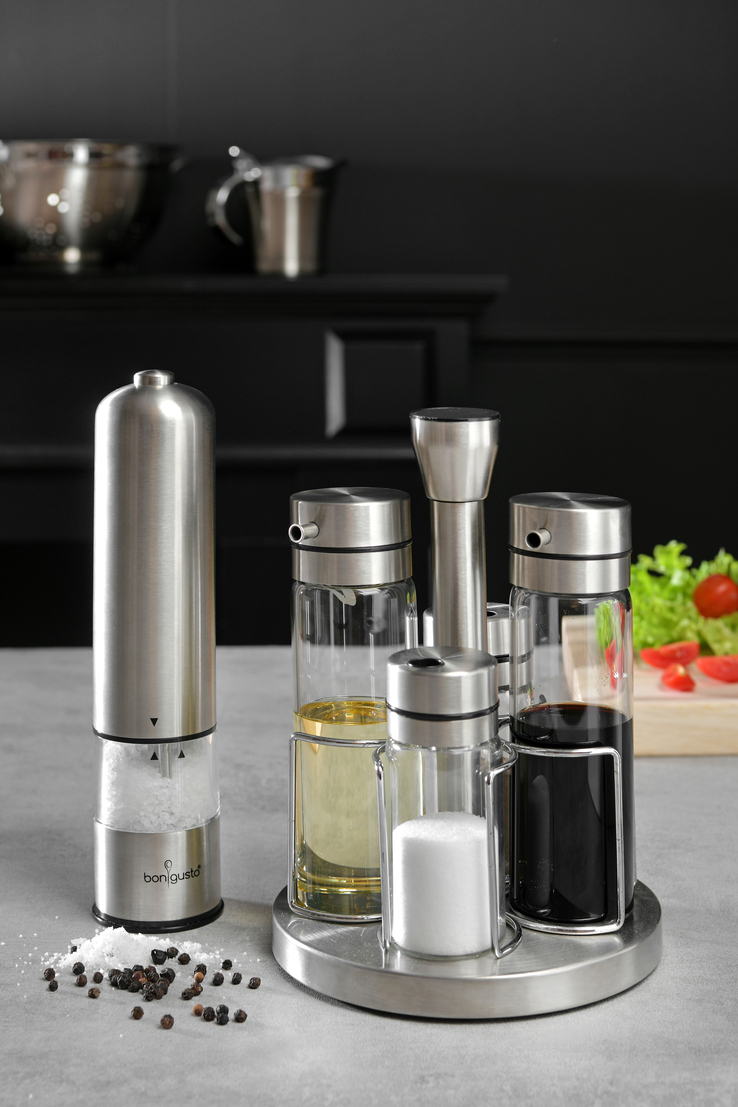 bongusto Gewürzmühle elektrisch silberfarbig