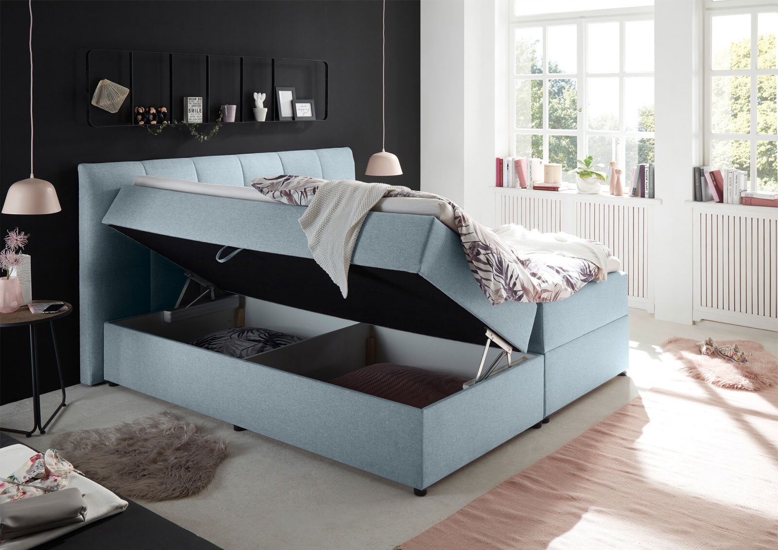 Boxspringbett GRAZIA 180 x 200 cm pastellblau