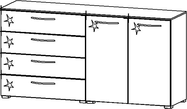 Kommode ALDONO I 160 x 81 x 42 cm Hochglanz weiß 