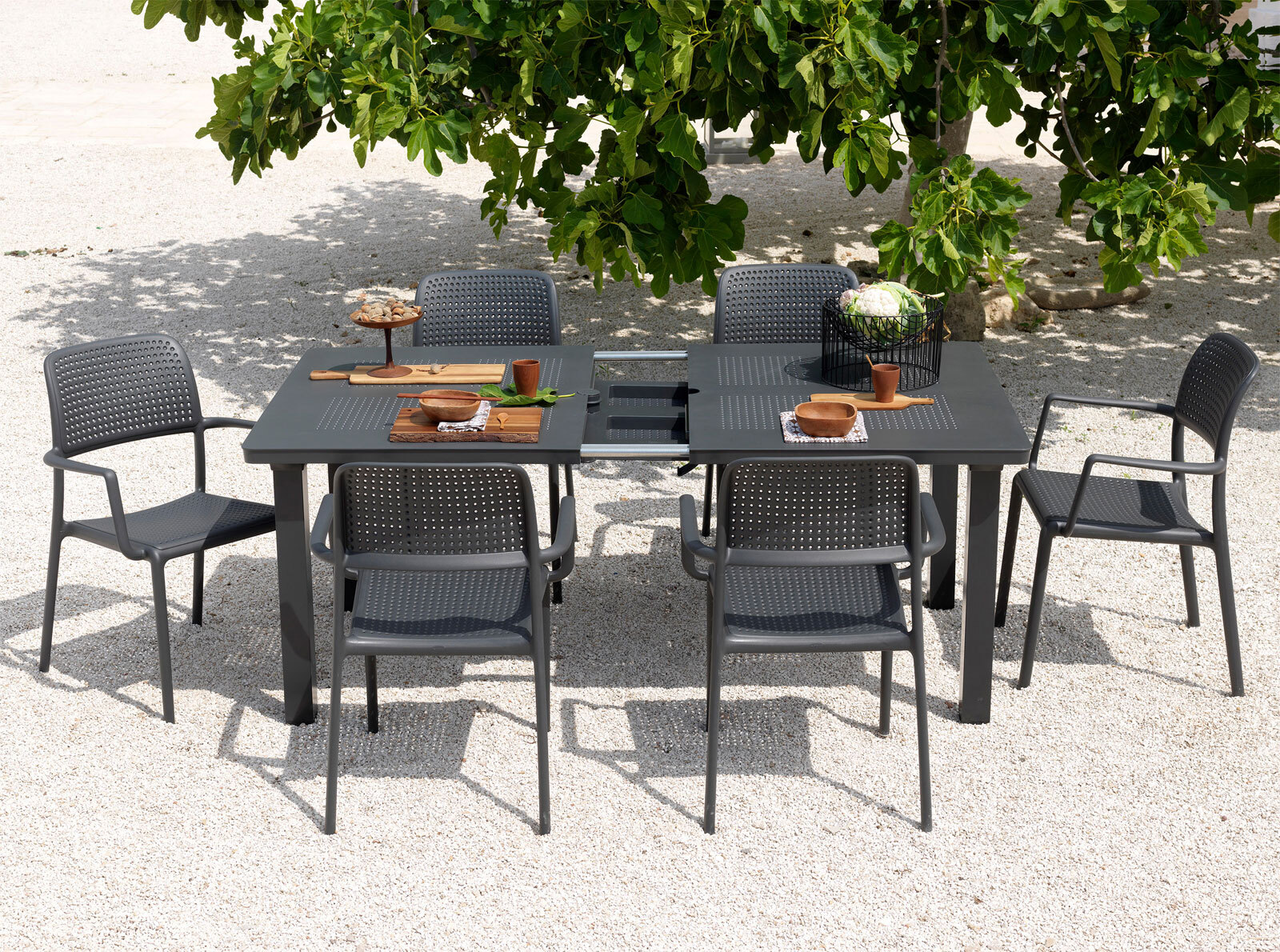 NARDI Dining Gartentisch LEVANTE 160-220 x 100 cm anthrazit