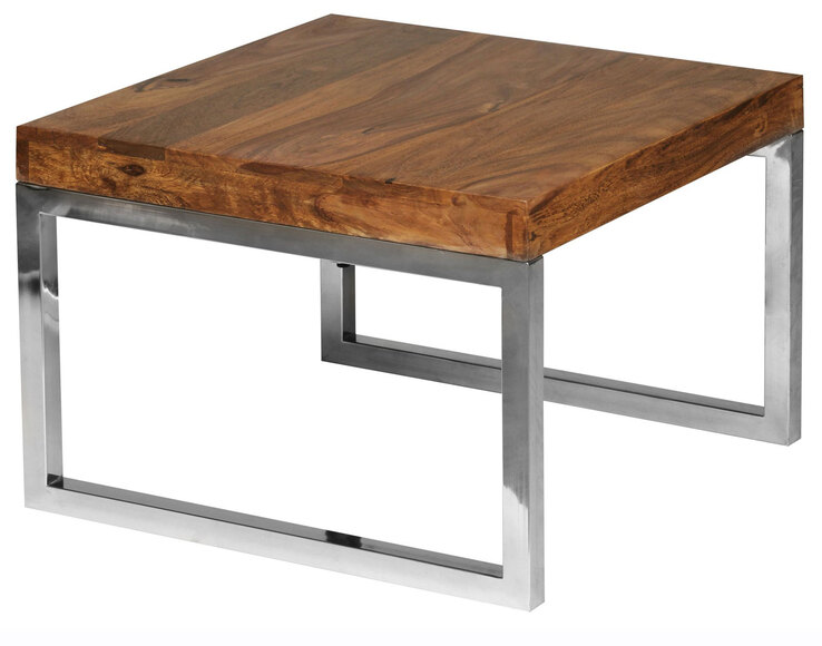 Beistelltisch GUNA 60 x 60 chromfarbig/ Sheesham