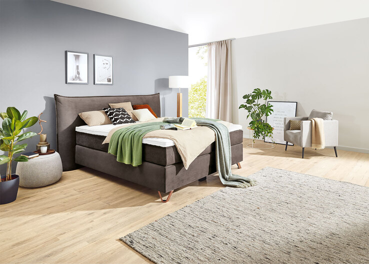 Ole Gunderson Bett FENSON OSLO 180 x 200 cm Textil dunkelbraun