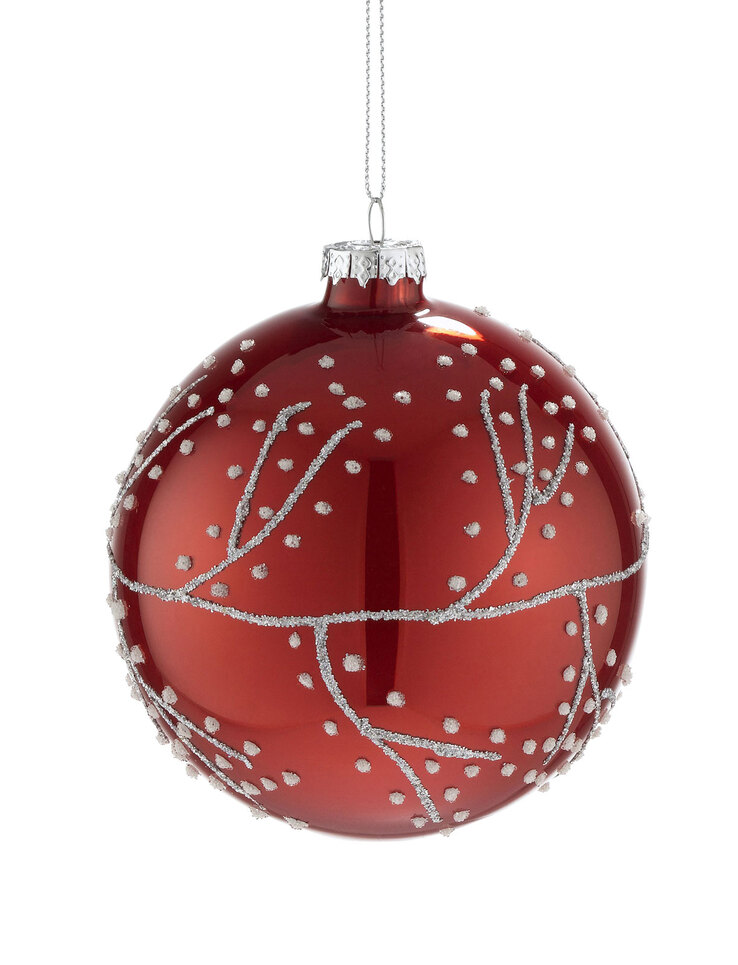 casaNOVA Weihnachtskugel II NORDISCHER WINTER 10 cm rot /weiß