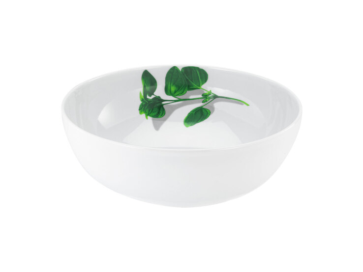 CreaTable Schale KRÄUTER BASILIKUM 30 cm Porzellan weiß
