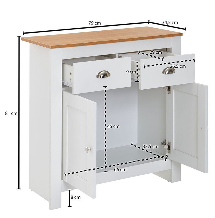 Kommode 79 x 81 cm weiß/ braun