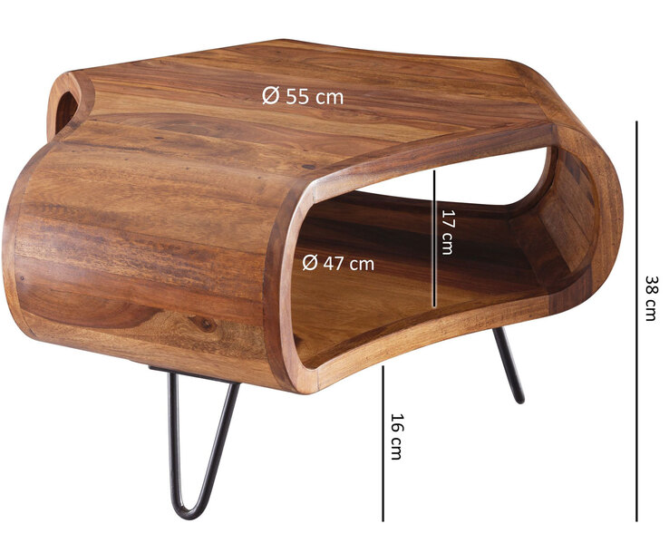 Couchtisch 55 x 55 cm braun