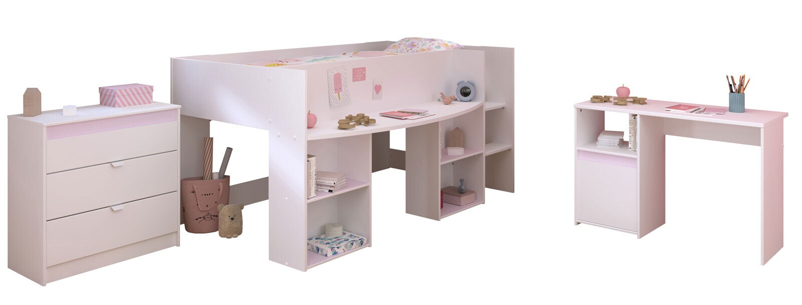 Parisot Kinderzimmer PIROUETTE 15 weiß / grau / rosa