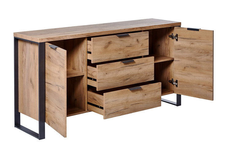 Sideboard LOOP 150 x 76 cm Kerneiche-Dekor/anthrazit