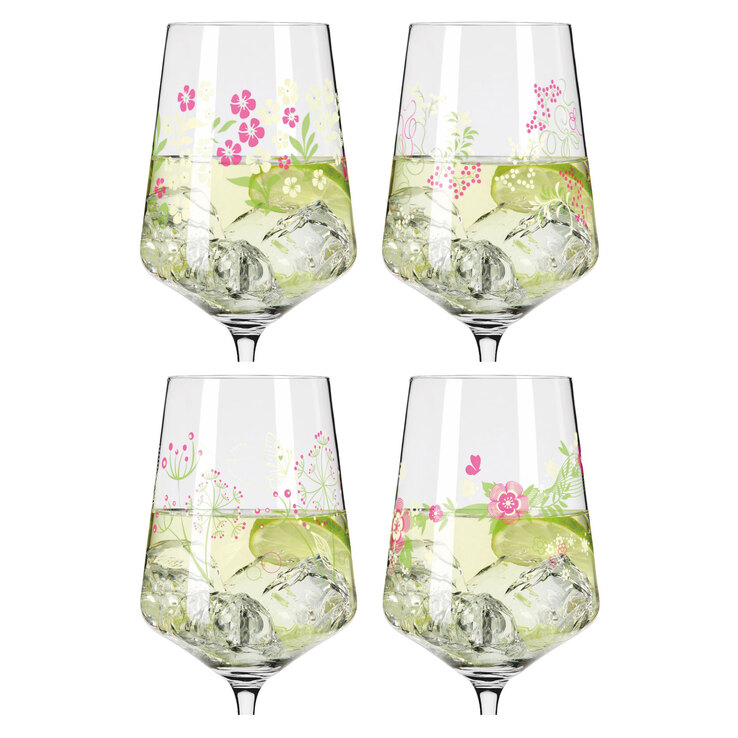 RITZENHOFF Aperitifglas SOMMERTAU HUGO 4er Set Blumen Kristallglas