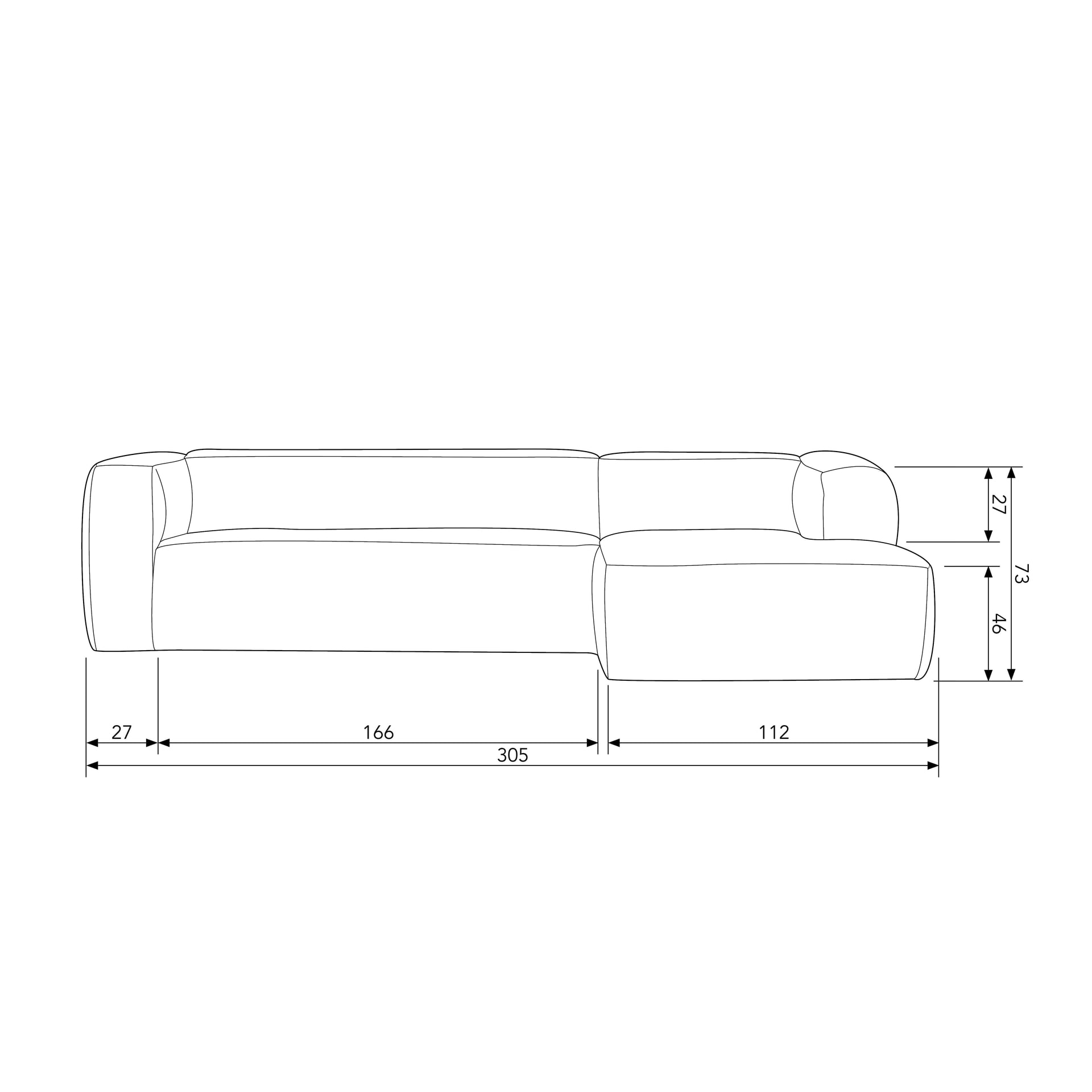 Ecksofa BEAN 305 x 175 cm cognac