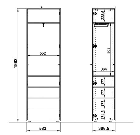Garderobenschrank ALEA 59 x 197 cm Glas weiß