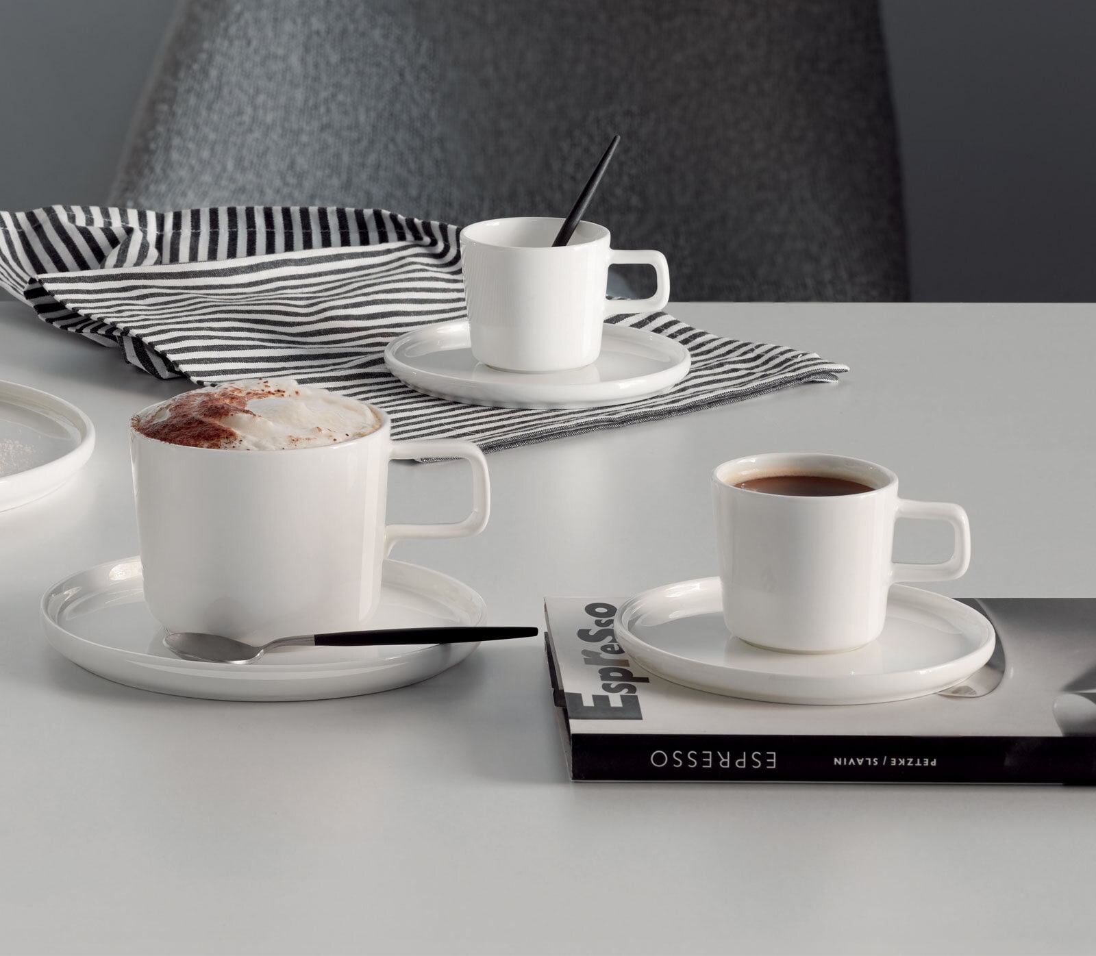 ASA Kaffeetasse OCO mit Untertasse 6er Set Weiß Keramik