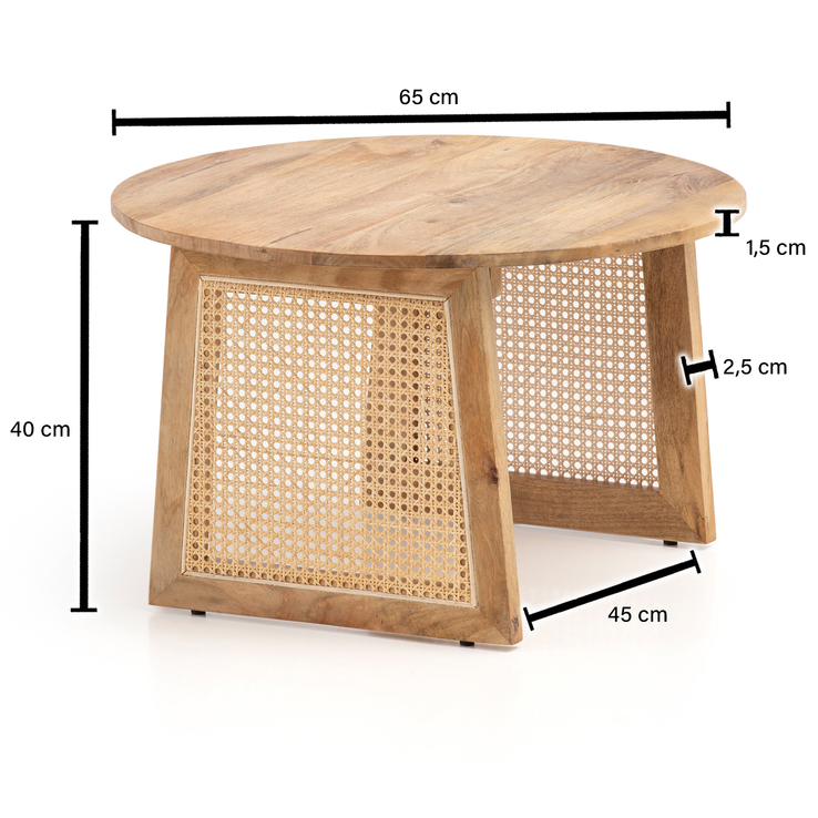 CASAVANTI Couchtisch 65x40 cm Mango Massivholz/Rattan braun