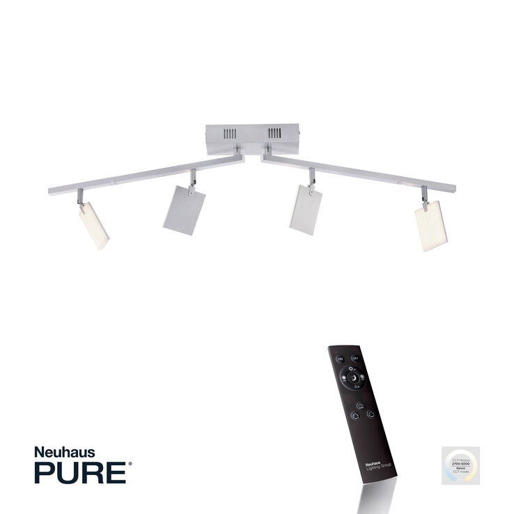 Paul Neuhaus LED Deckenlampe mit 4 Spots PURE-MIRA alufarbig