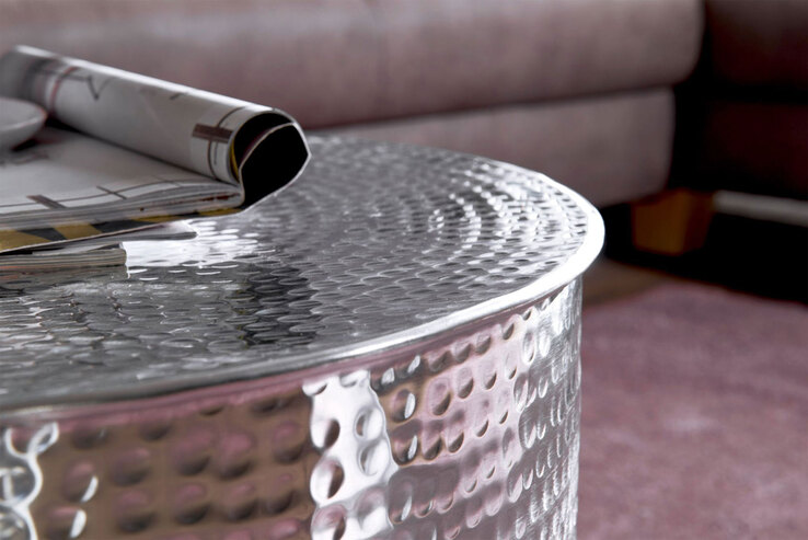 Couchtisch rund 61 cm Silberfarbig