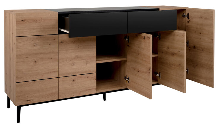 Sideboard NOLA 180 x 90 cm Artisan Oak-Dekor/schwarz