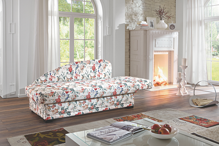 Schlafsofa Stoffbezug Blume/Creme ca. 182 x 79 x 86 cm