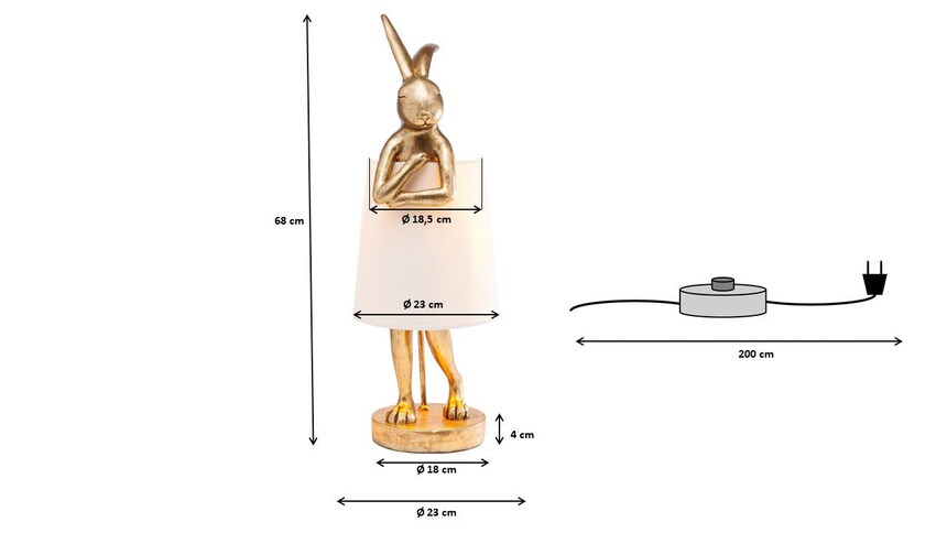 KARE DESIGN Retrofit Tischlampe ANIMAL RABBIT 68 cm goldfarbig