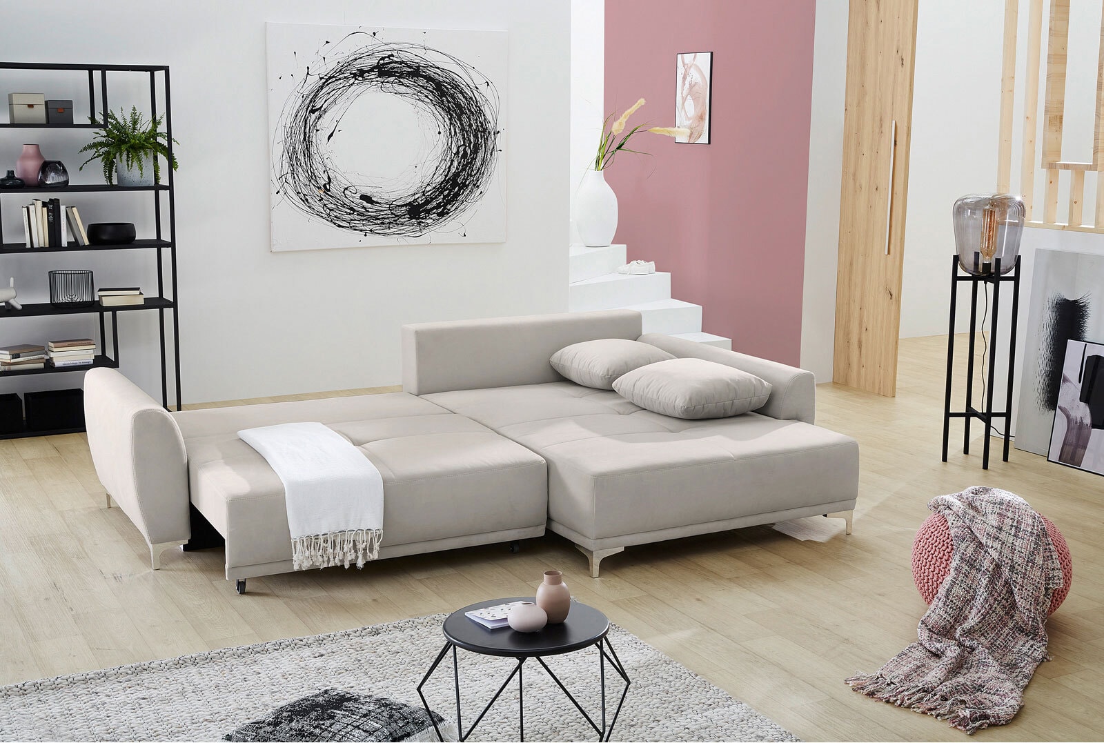 Ecksofa THOMAS SF 275 x 183 cm lichtgrau