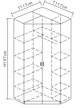 Eckschrank CASE 117 x 117 cm Sonoma Eiche/Alpinweiß