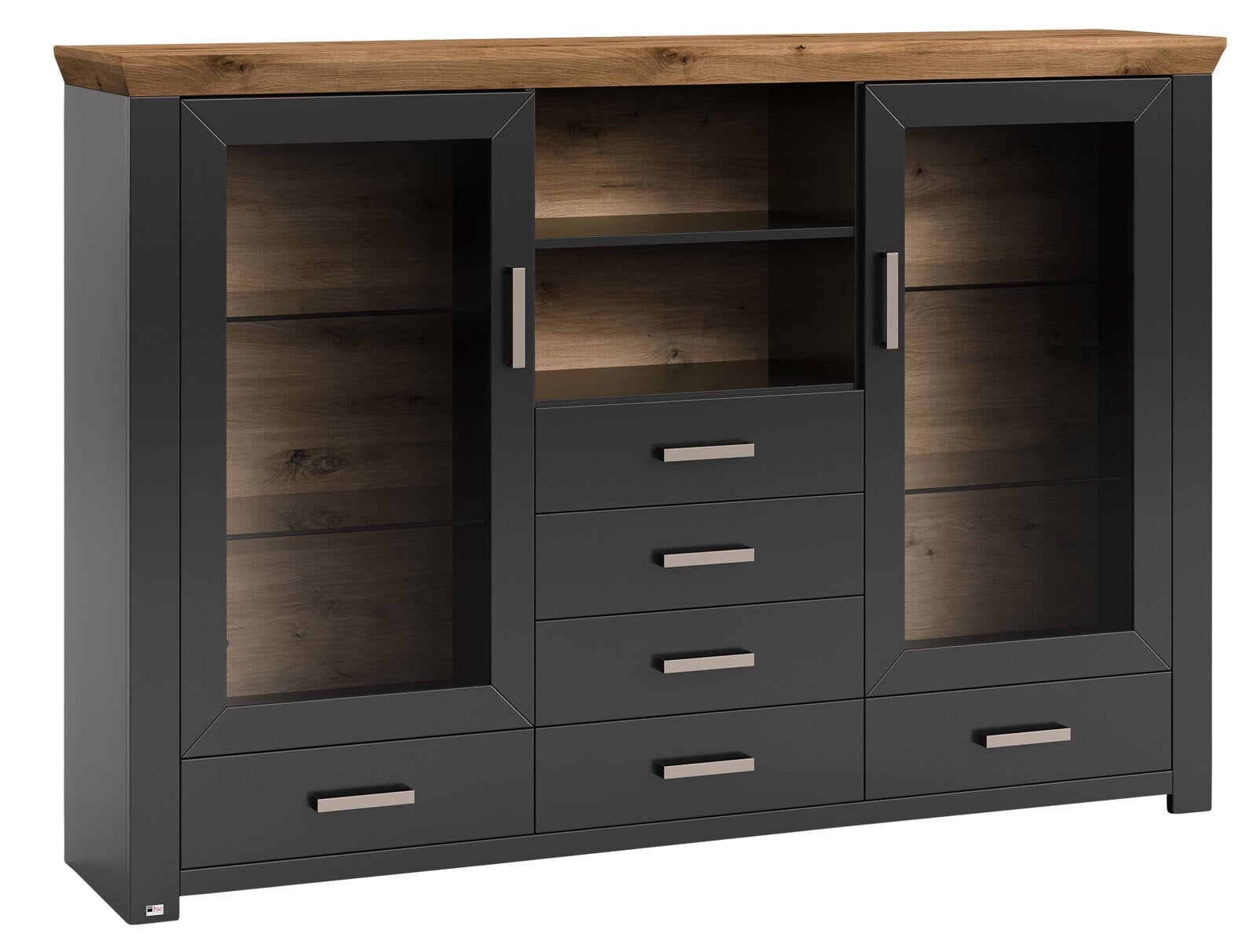 set one by Musterring Highboard YORK 56 anthrazit /Eiche Artisan