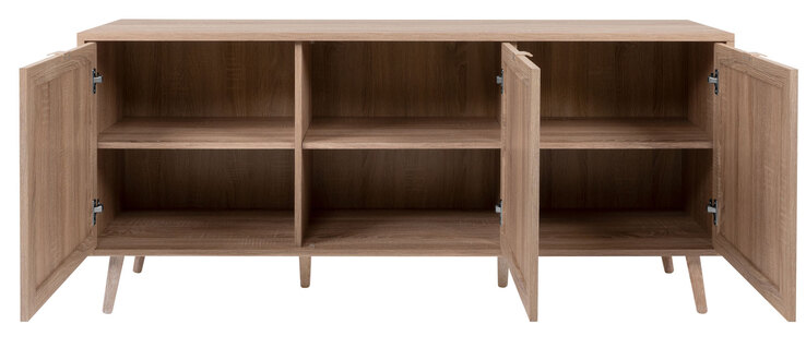 Sideboard BALI 150 x 71 cm Sonoma Eiche/ Rafia Geflecht