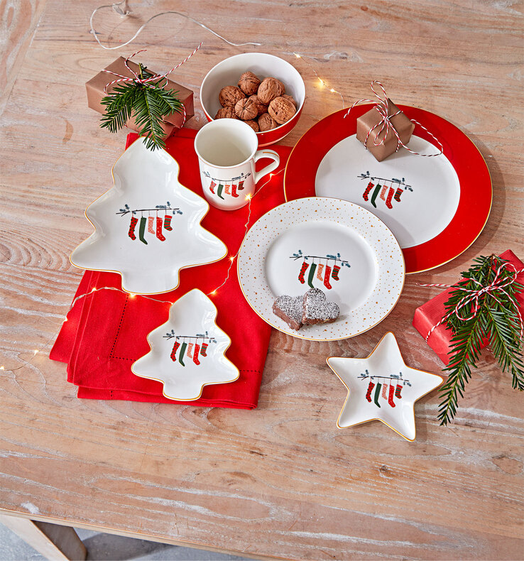 casaNOVA Servierplatte Stern WEIHNACHTSSTRUMPF 13,8 cm