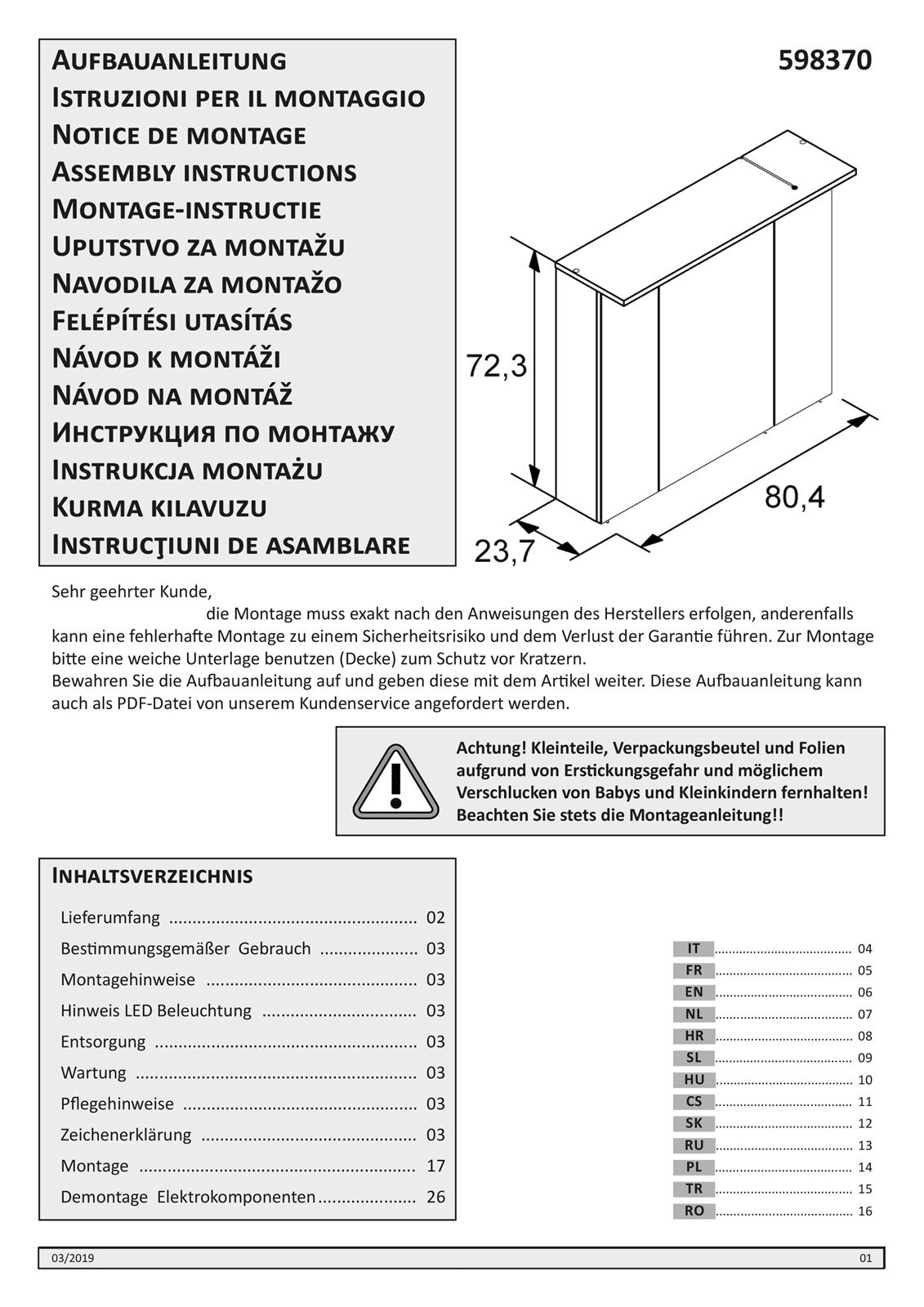 Spiegelschrank NORA 80,5 x 72,3 cm Eiche Landhaus