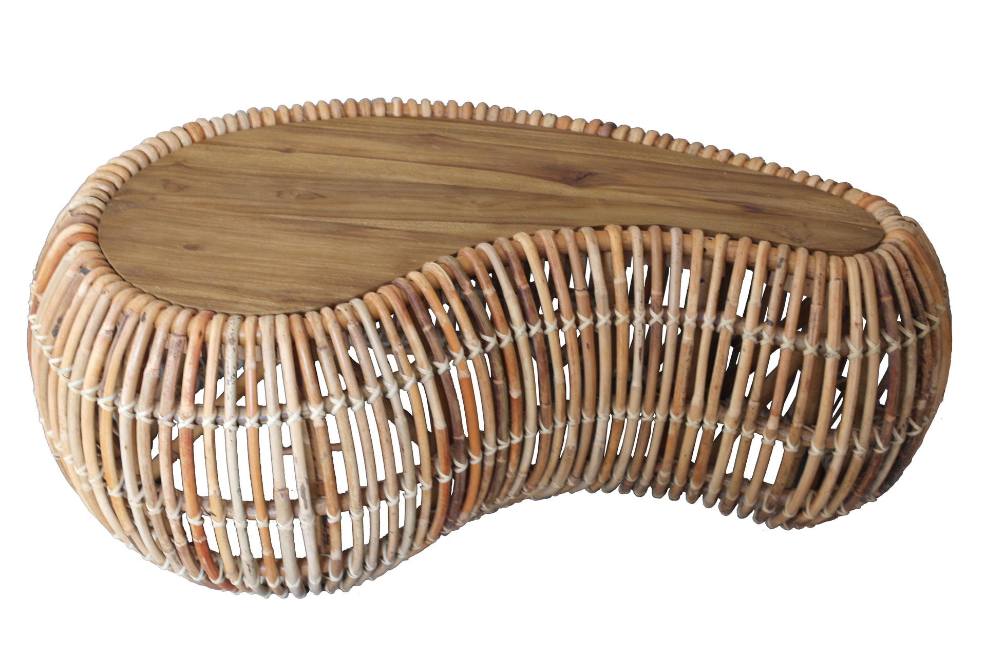 Couchtisch 120 x 45 cm Rattan/recyceltes Teak natur