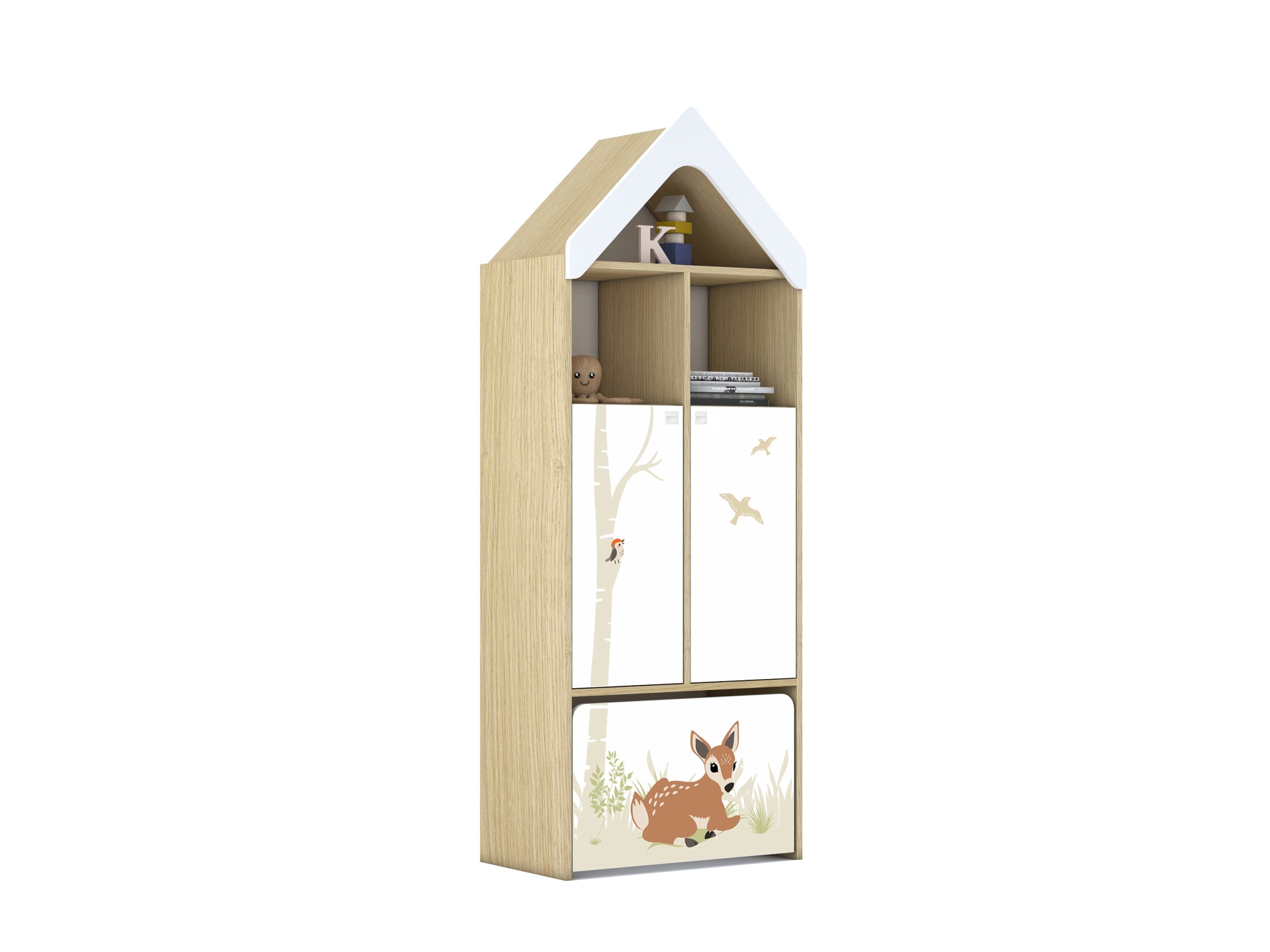 Kinder-Regal FOREST 73 x 195 cm braun/ mehrfarbig