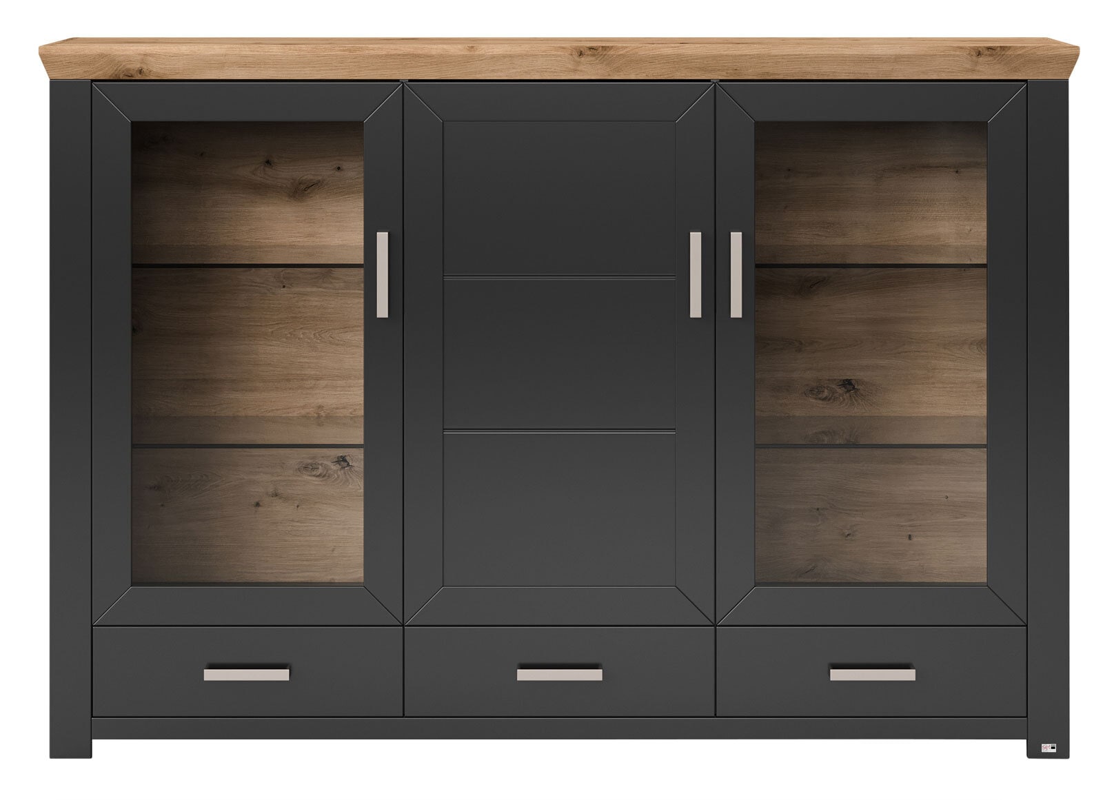 set one by Musterring Highboard YORK 57 anthrazit /Eiche Artisan