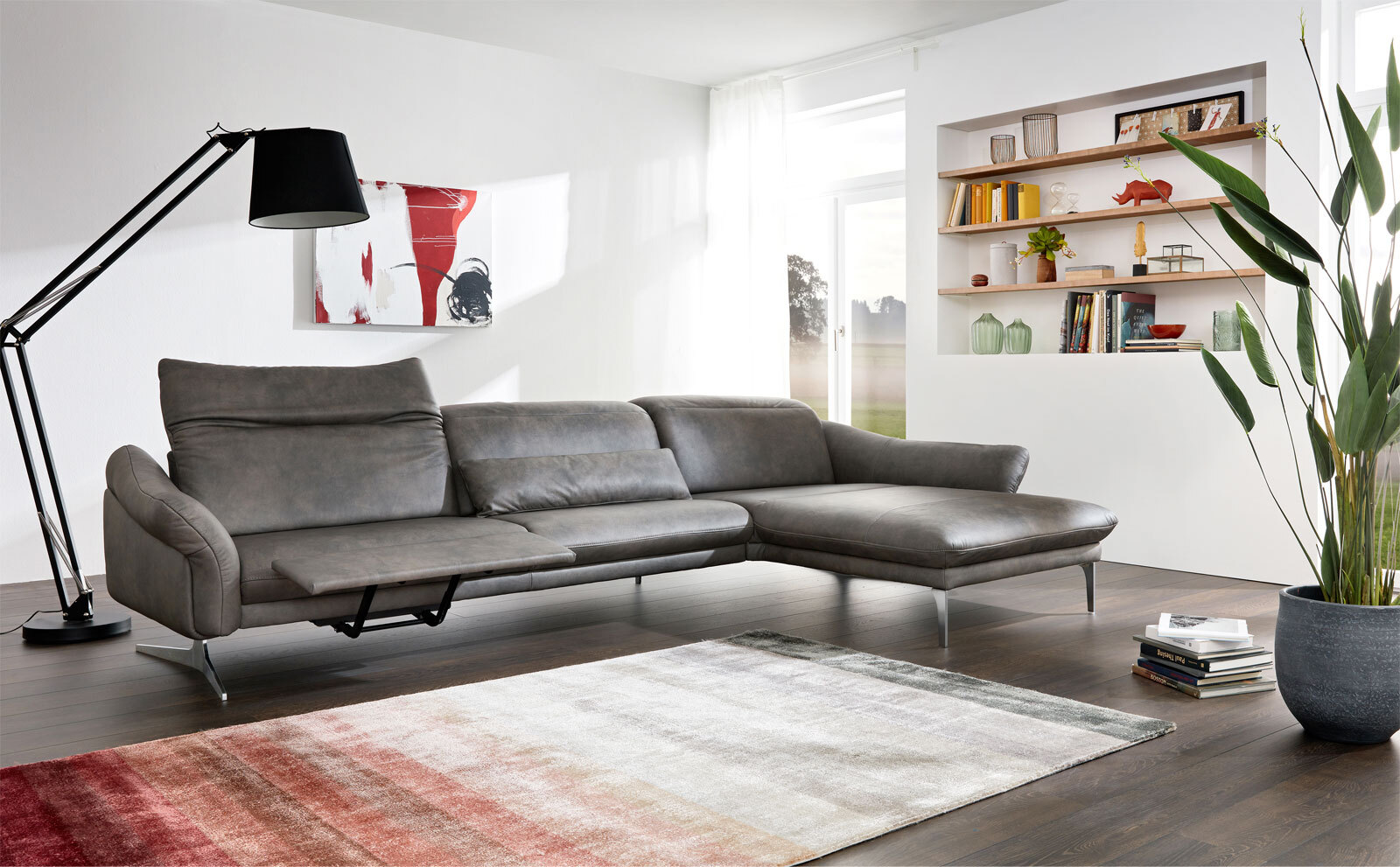 himolla Ecksofa WAGING Eleganza Leder meteorbraun