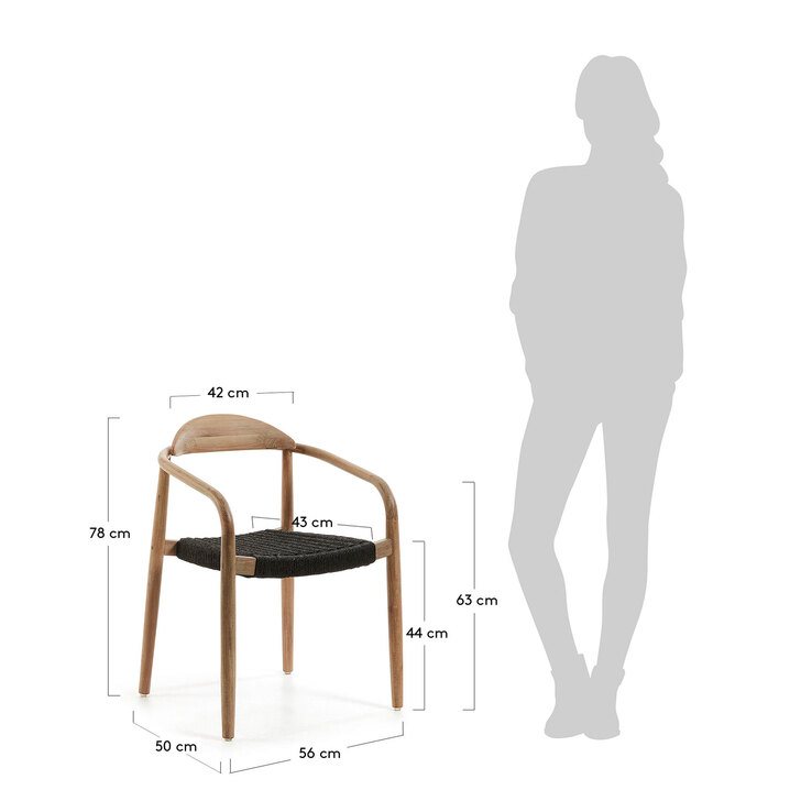 Kave Home Stapelstuhl Garten NINA 4er Set braun /schwarz