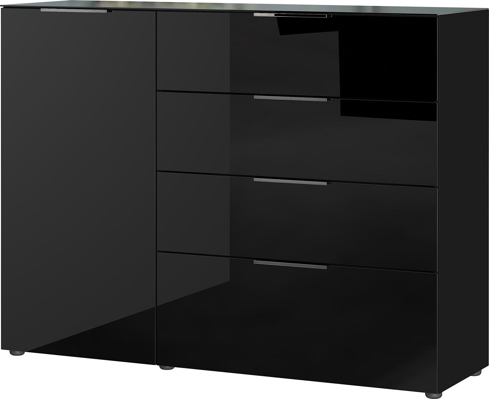 CASAVANTI Sideboard OAKLAND 134 x 102 cm Glas Schwarz/Schwarz