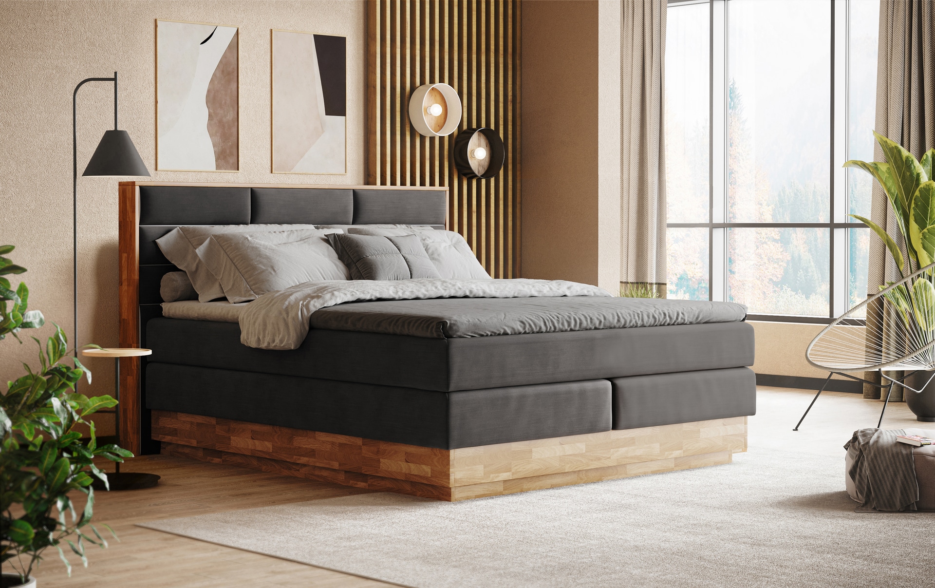 VALMONDO Boxspringbett IMOLA II 180 x 200 cm braun