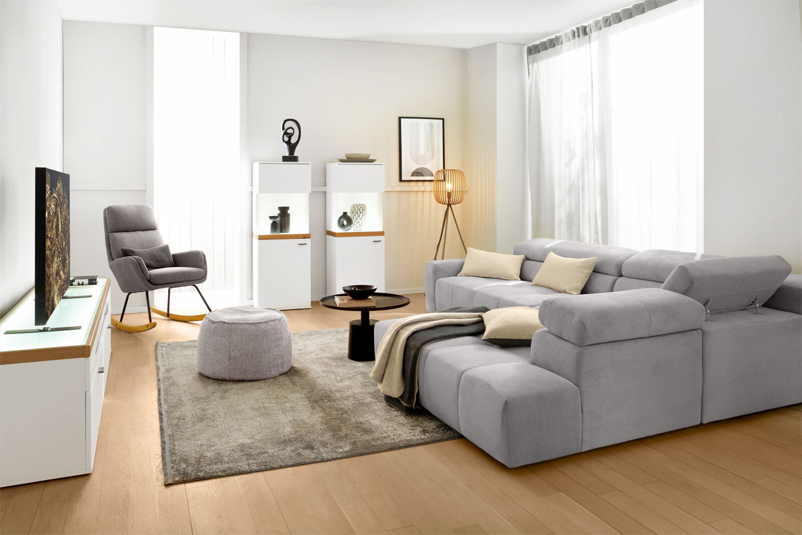 Ecksofa DENVER 311 x 219 cm grau