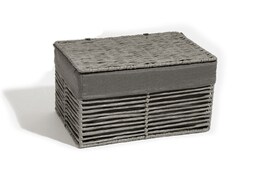 Aufbewahrungsbox mit Deckel und Stoffeinlage 20 x 17 x 30 cm aus Groundwood Grau