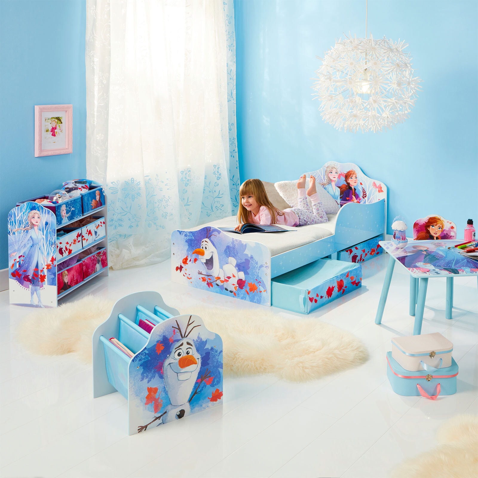 moose Klein-Kinderbett EISKÖNIGIN 70 x 140 cm blau/ mehrfarbig