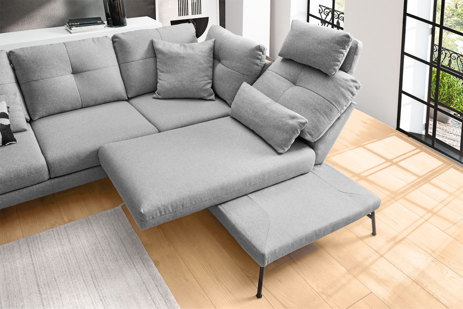 MONDO Ecksofa ASSEA 164 x 208 cm light grey