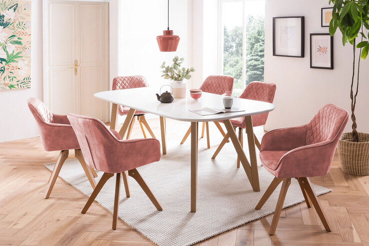 CASAVANTI Armlehnstuhl Samtvelours rosa/natur