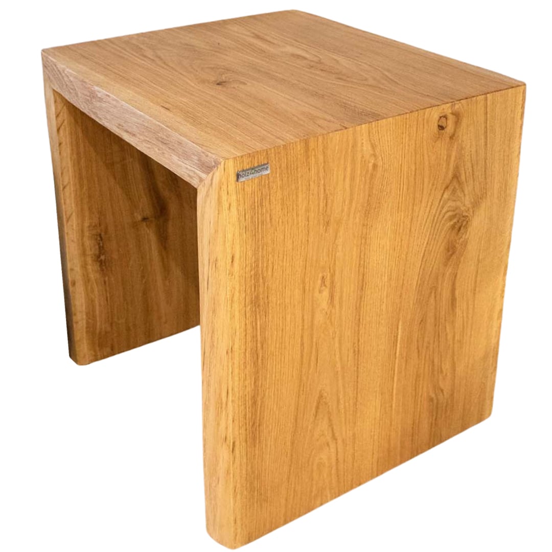 holz4home Massivholzbank 40 x 45 cm Eiche geölt mit Baumkante